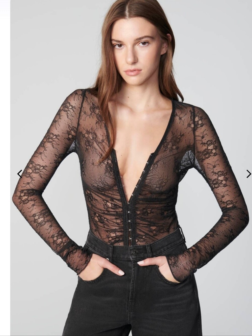 Lace Sheer Corset Black Bodysuit NWT Size XS